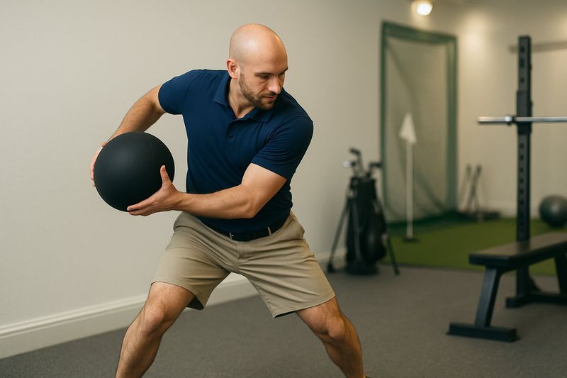 TPI golf fitness power training with medicine ball at Elevate LDN