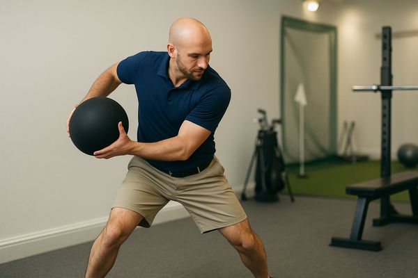 TPI golf fitness power training with medicine ball at Elevate LDN